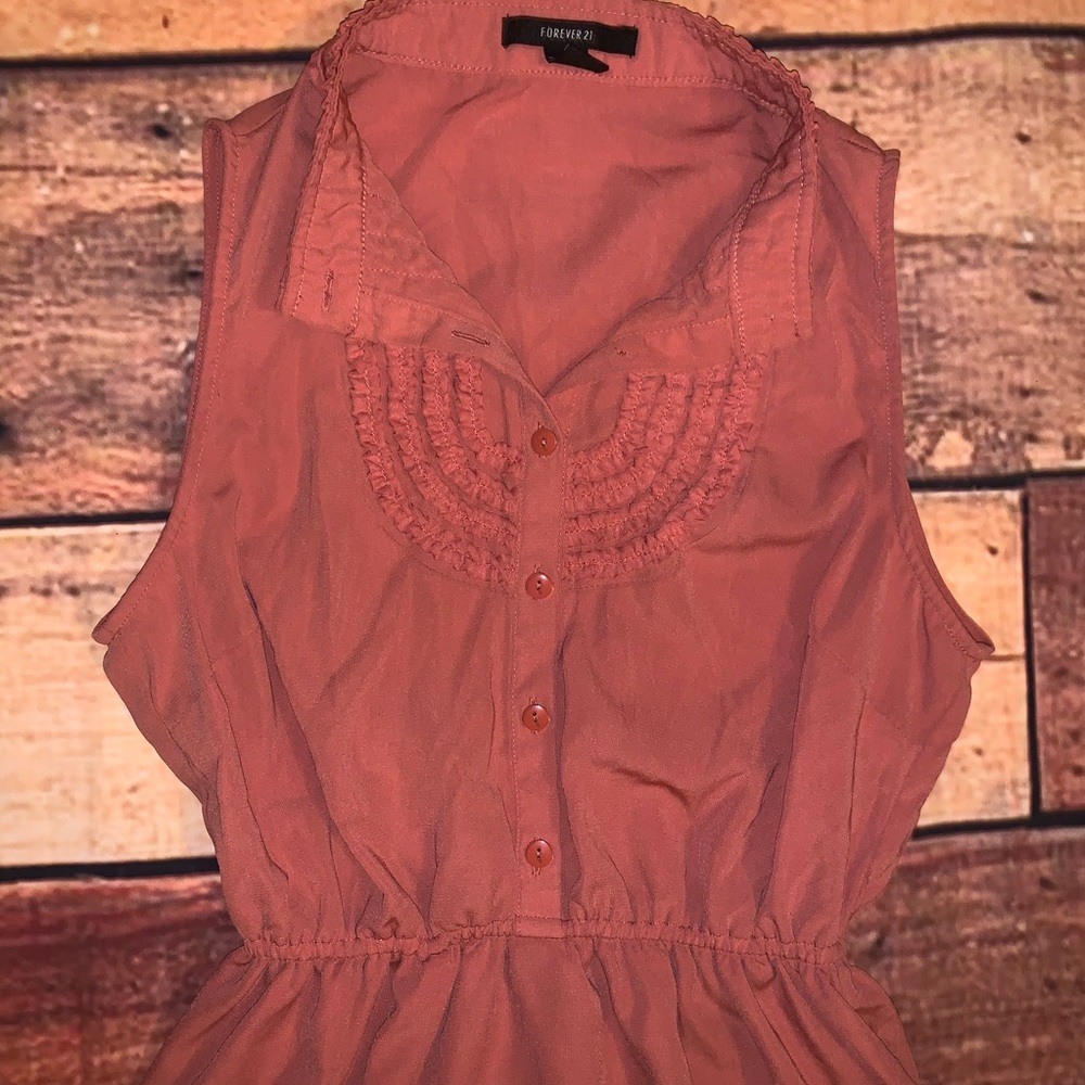 Forever 21 Peachy Silk Dress Sz Small (B) - Picture 2 of 5